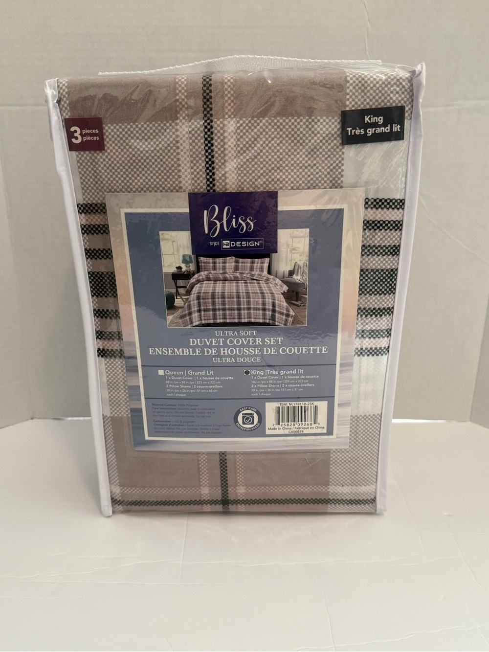 Bliss Plaid Duvet Cover Set in Taupe and Cream